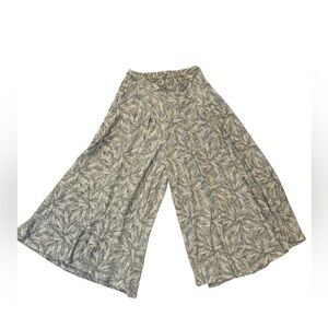 Maba Flowy Leaf Print Wide-Leg Pants L